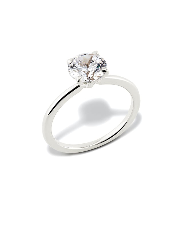 Round Solitaire Engagement Ring in 14k White Gold image number 3.0