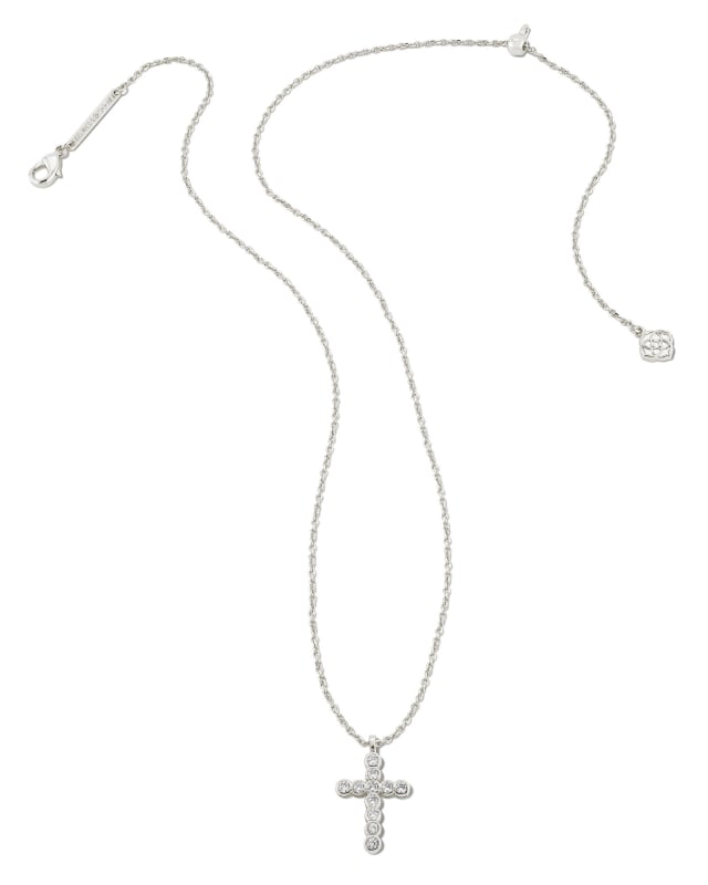 Cross Silver Pendant Necklace in White Crystal | Kendra Scott