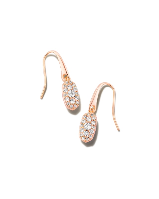 Grayson Rose Gold Drop Earrings in White Crystal image number 0.0