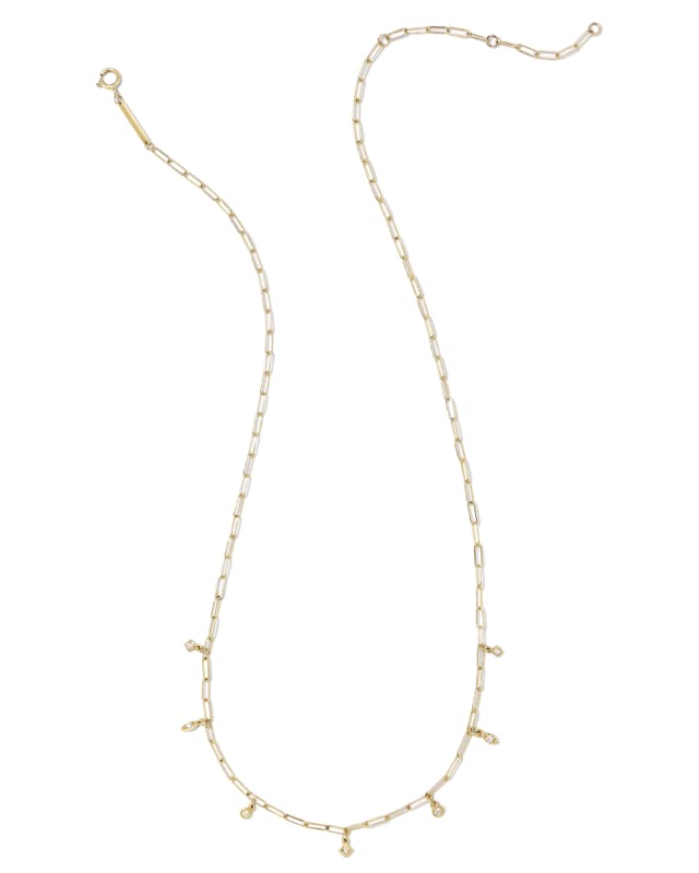 Willow 14k Yellow Gold Strand Necklace in White Diamond image number 3.0