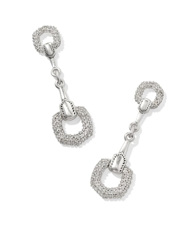 Beau Vintage Silver Pave Linear Earrings in White CZ image number 0.0