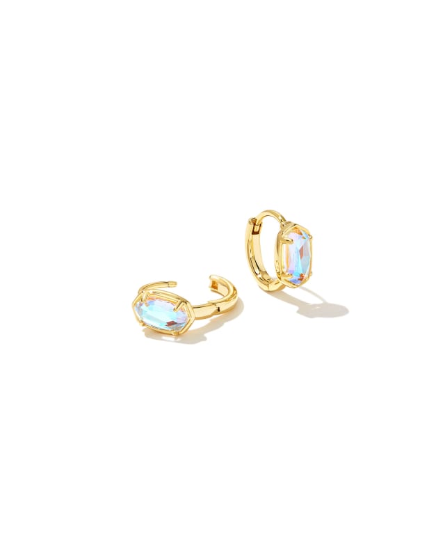 Emilie Gold Huggie Earrings in Ivory Mother-of-Pearl image number 0.0