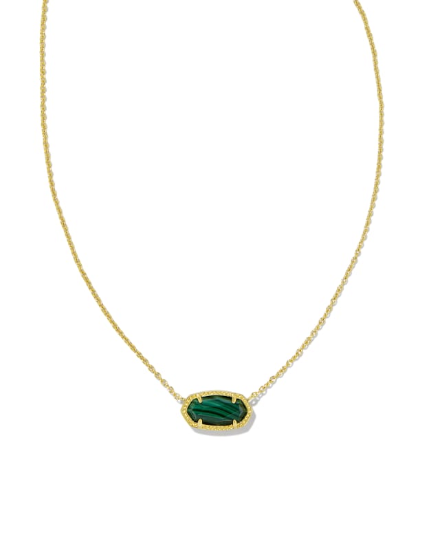 Elisa Gold Pendant Necklace in Green Malachite image number 0.0