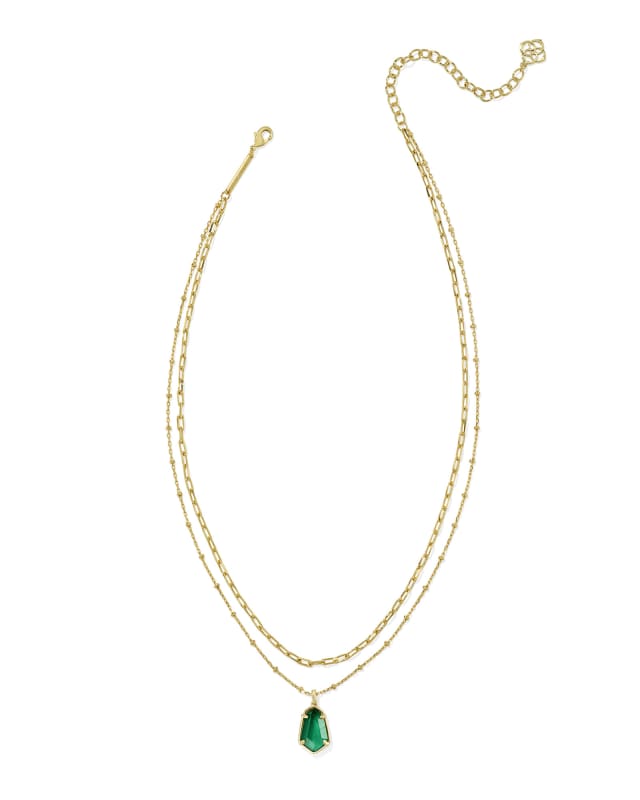 Alexandria Gold Satellite Multi Strand Necklace in Green Glass image number 1.0
