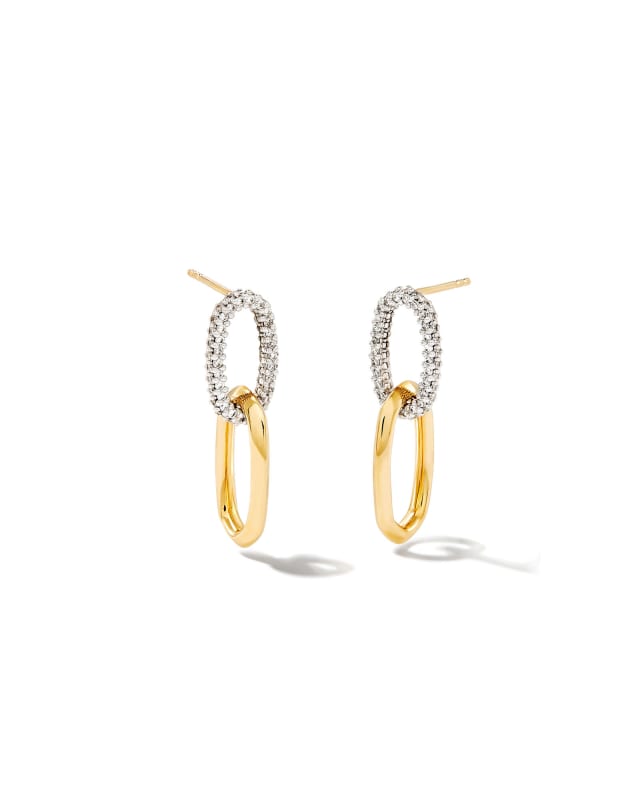 Elisa 14k Yellow Gold Interlocking Drop Earrings in White Diamond image number 0