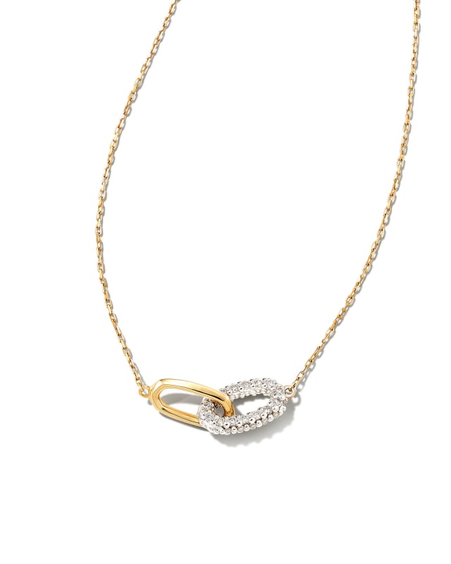 Elisa 14k Yellow Gold Interlocking Pendant Necklace in White Diamond image number 0