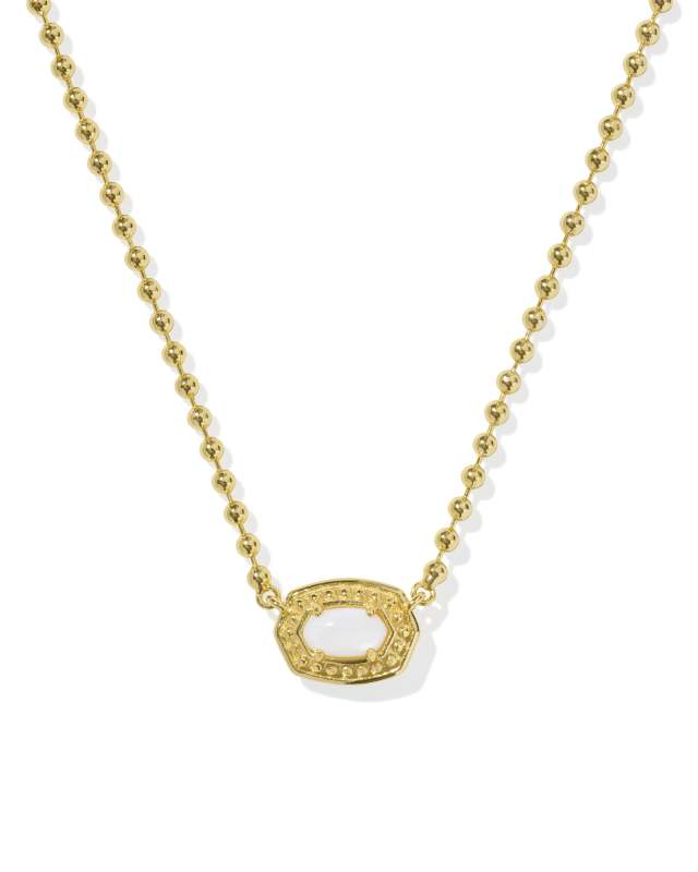 Emilie Gold Beaded Frame Short Pendant Necklace in White Mother-of-Pearl image number 0.0
