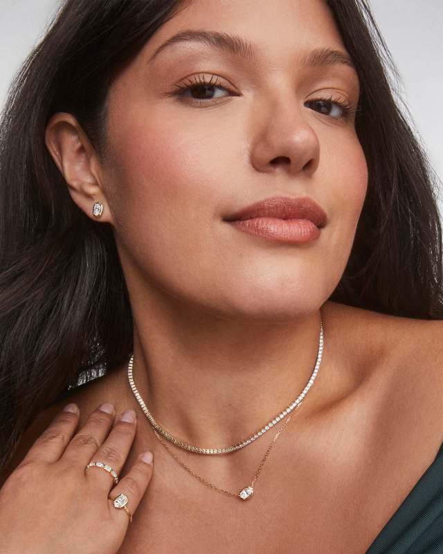 Lab Grown White Diamond Custom Elisa Pendant Necklace in 14k Yellow Gold image number 3.0