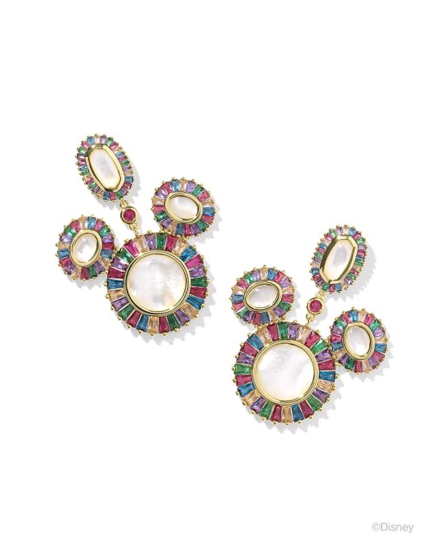 Disney | Kendra Scott Gold Mickey Mouse Crystal Frame Statement Earrings in Multi Mix image number 0.0