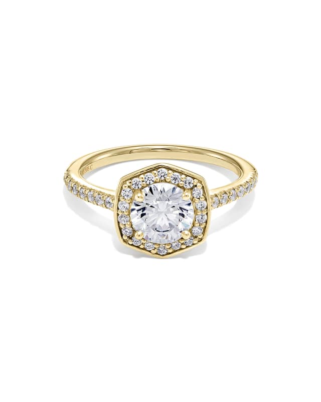 Lab Grown White Diamond Round Iconic Halo Statement Ring in 14k Yellow Gold image number 0.0