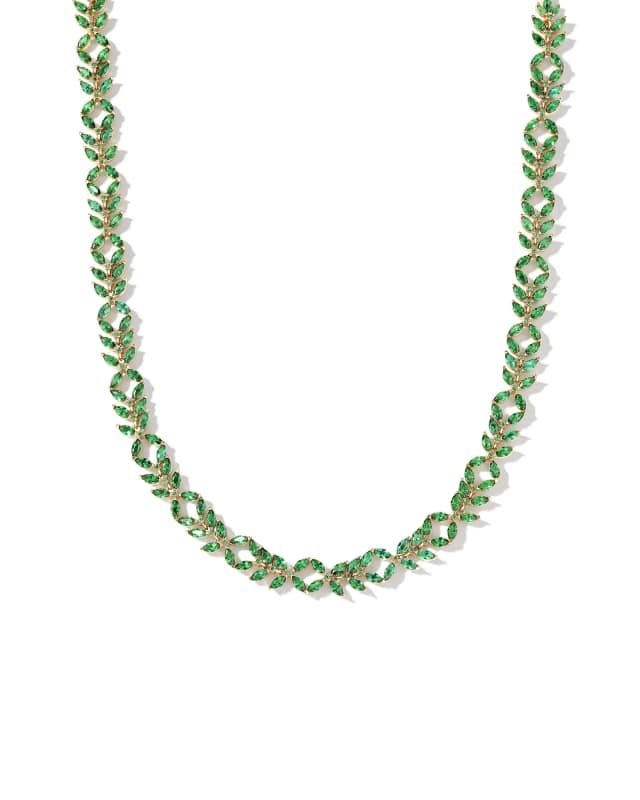 Rosalie Gold Tennis Necklace in Green Crystal image number 0.0
