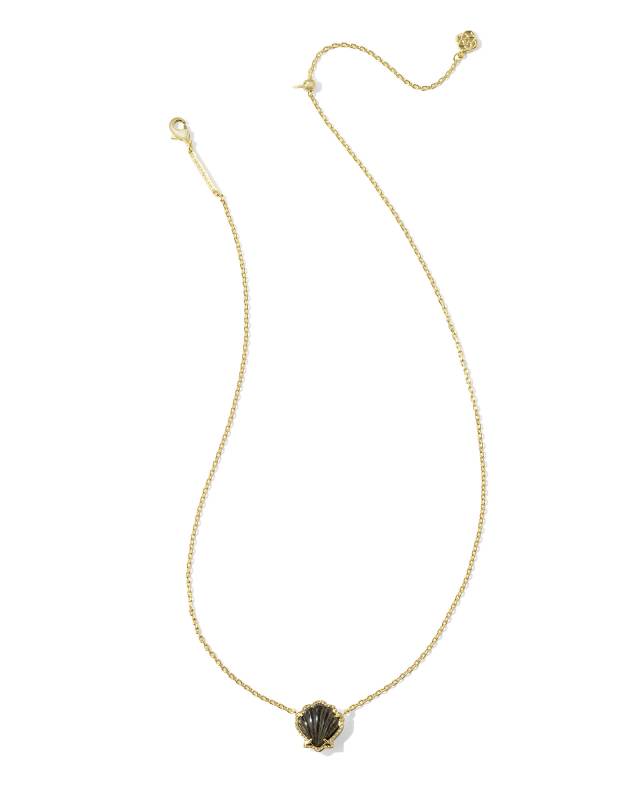 【Kendra Scott】Brynne シェル ゴールド ネックレス Brynne Gold Shell Short Pendant Necklace in Golden Obsidian