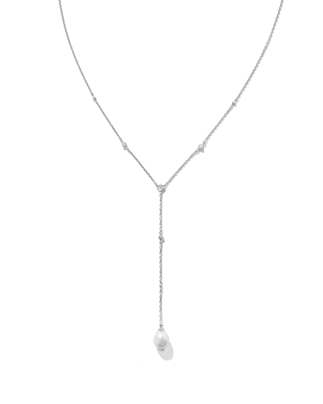 Michelle 14k White Gold Y Necklace in White Pearl image number 0.0