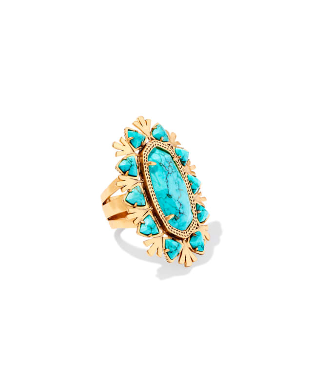 Havana Vintage Gold Cocktail Ring in Variegated Turquoise Magnesite image number 0.0