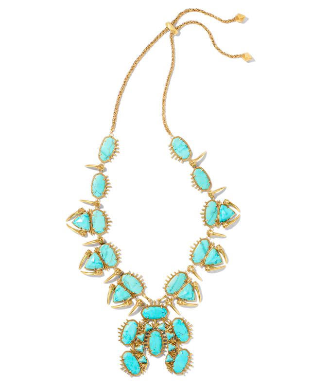 Odessa Vintage Gold Statement Necklace in Variegated Turquoise Magnesite image number 1.0