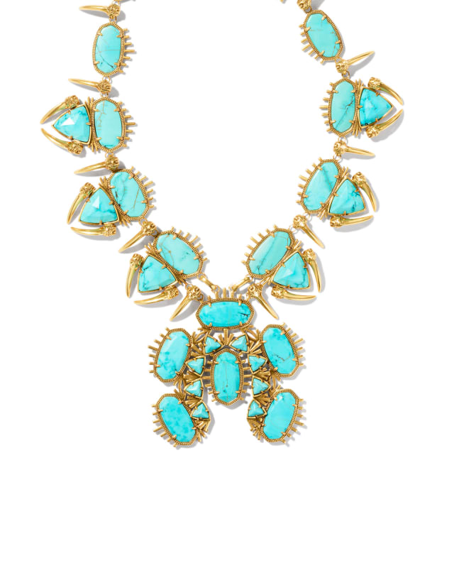 Odessa Vintage Gold Statement Necklace in Variegated Turquoise Magnesite image number 0.0