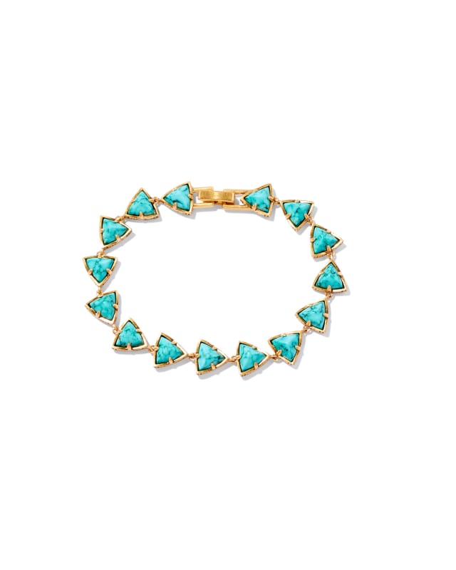 Robby Vintage Gold Link and Chain Bracelet in Variegated Turquoise Magnesite image number 0.0