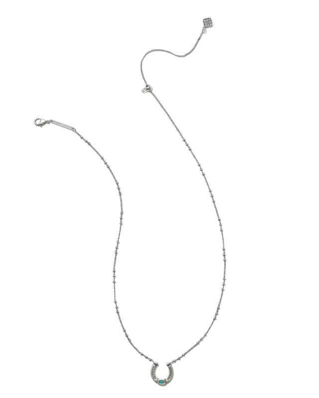 Noble Vintage Silver Horseshoe Pendant Necklace in Variegated Dark Teal Magnesite image number 1.0