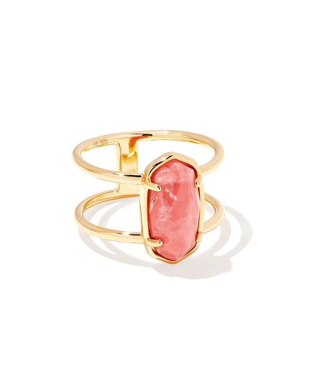 Elyse 18k Gold Vermeil Double Band Ring in Pink Rhodochrosite