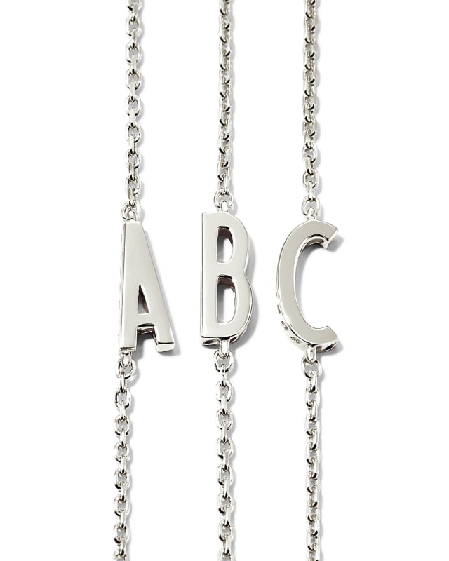 Letter A Inline Initial Necklace in Sterling Silver image number 4.0