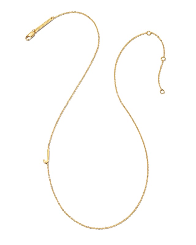 Letter J Inline Initial Necklace in 18k Gold Vermeil image number 3.0