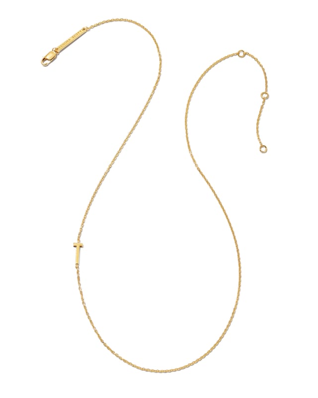 Letter T Inline Initial Necklace in 18k Gold Vermeil image number 3.0