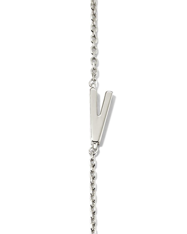 Sterling Silver Initial Charm Necklace, Letter V
