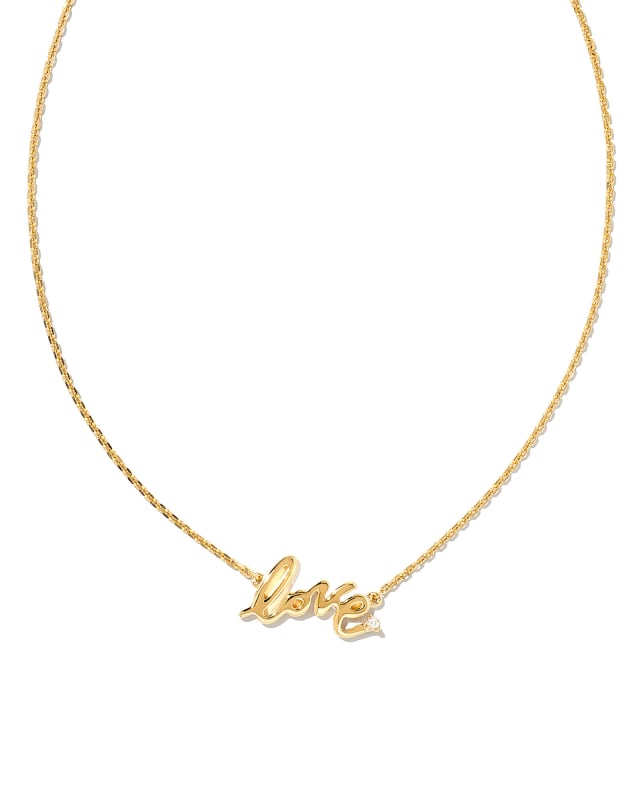 Love Script 18k Gold Vermeil Pendant Necklace in White Sapphire image number 0.0