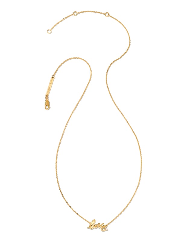 Love Script 18k Gold Vermeil Pendant Necklace in White Sapphire image number 1.0