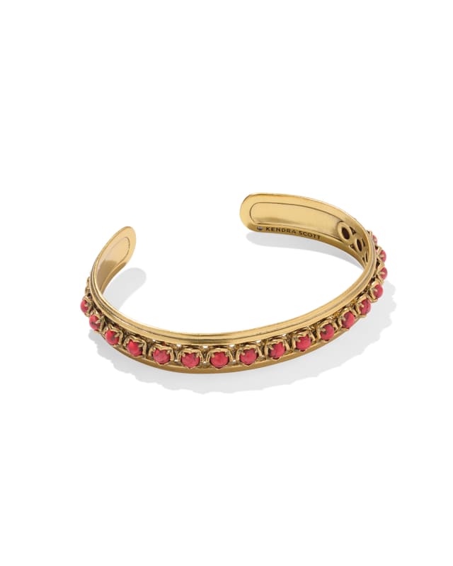 Ida Vintage Gold Cuff Bracelet in Bronze Veined Red Magnesite image number 0.0