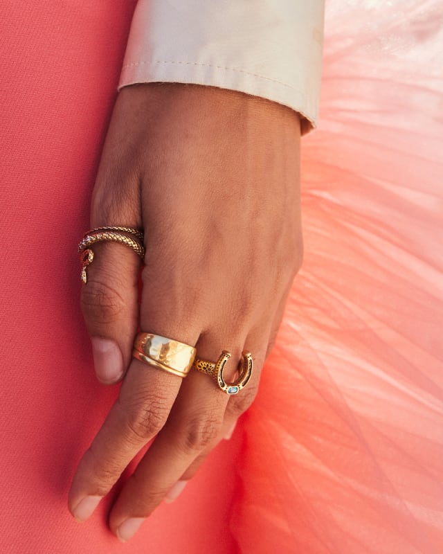 Noble Vintage Silver Horseshoe Cocktail Ring in Variegated Dark 