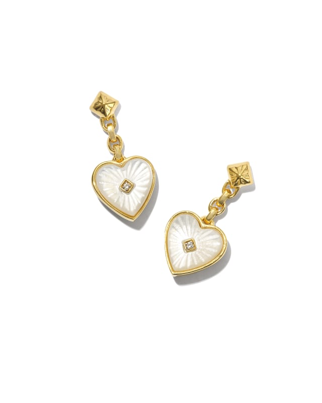 Adalynn 18k Gold Vermeil Heart Drop Earrings in Ivory Mother-of-Pearl image number 0.0