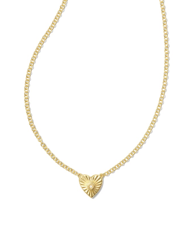 Maia 18k Gold Vermeil Heartburst Pendant Necklace in White Sapphire image number 0.0