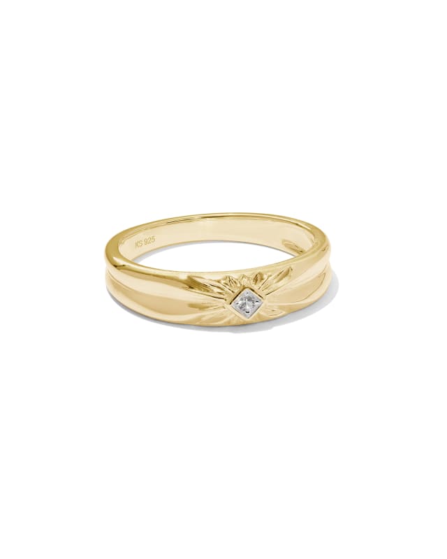 Maia 18k Gold Vermeil Square Bezel Band Ring in White Sapphire image number 0.0