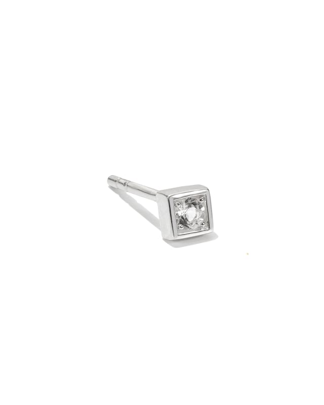 Maia Sterling Silver Square Bezel Single Stud Earring in White Topaz image number 0.0