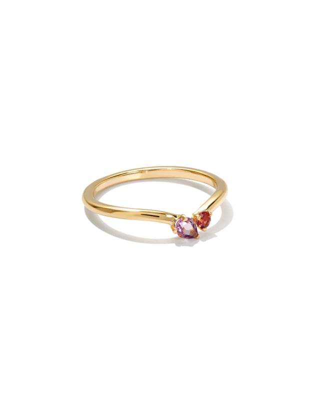 Toi et Moi 14k Yellow Gold Band Ring in Light Pink Sapphire and Pink ...