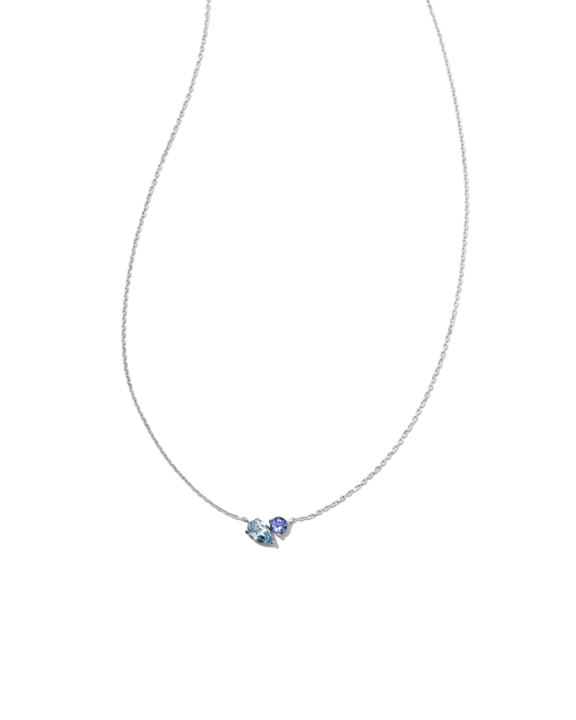 Toi et Moi 14k White Gold Pendant Necklace in Blue Topaz and Tanzanite image number 0.0