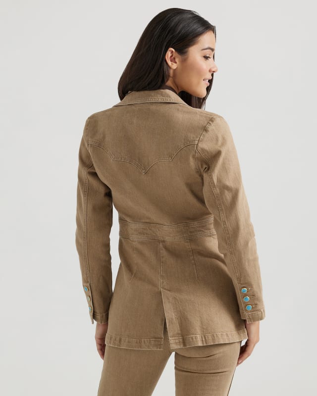 Wrangler® x Yellow Rose by Kendra Scott 70's Fitted Blazer in Mocha image number 3.0