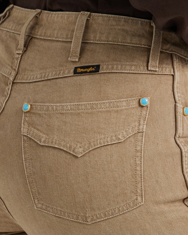Cargo Pocket Double Leg and Metal Gold Button Detail Palazzo Denim