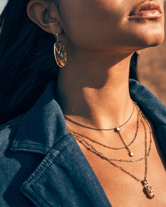 Wrangler® x Yellow Rose by Kendra Scott Elisa Gold Multi Strand Necklace in Amber Illusion image number 1.0