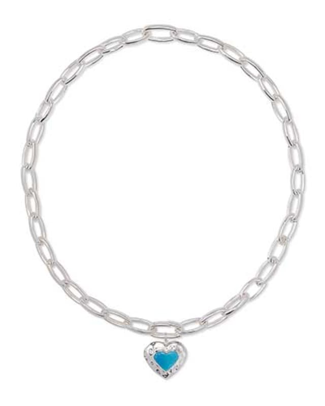 Angie Heart Sterling Silver Locket Statement Necklace in Turquoise image number 0.0
