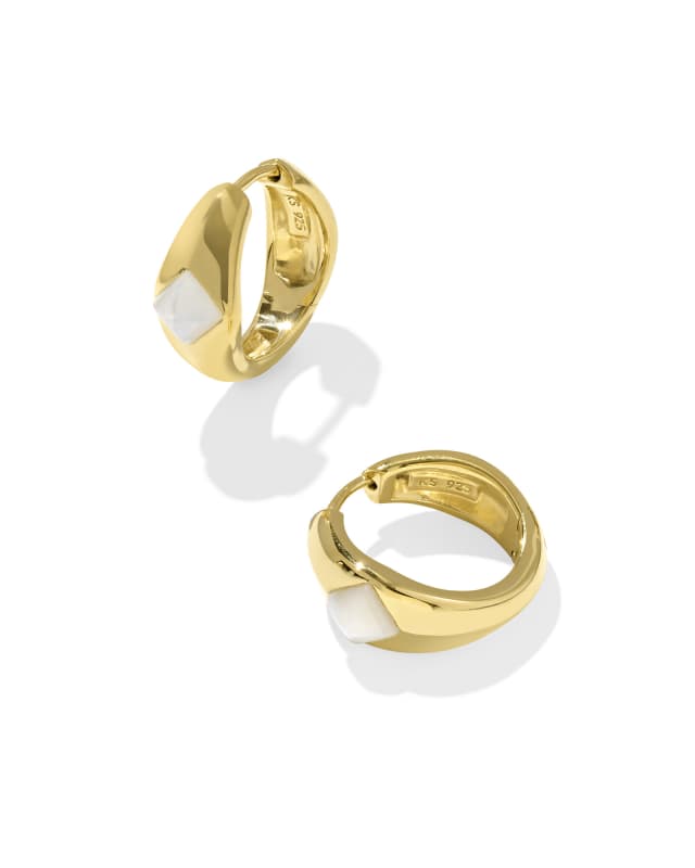 Alani 18k Gold Vermeil Huggie Earrings in Ivory Mother-of-Pearl image number 0.0