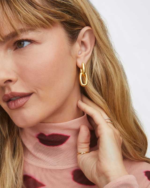 Ryleigh Wide Convertible Earrings in 18k Gold Vermeil image number 1.0