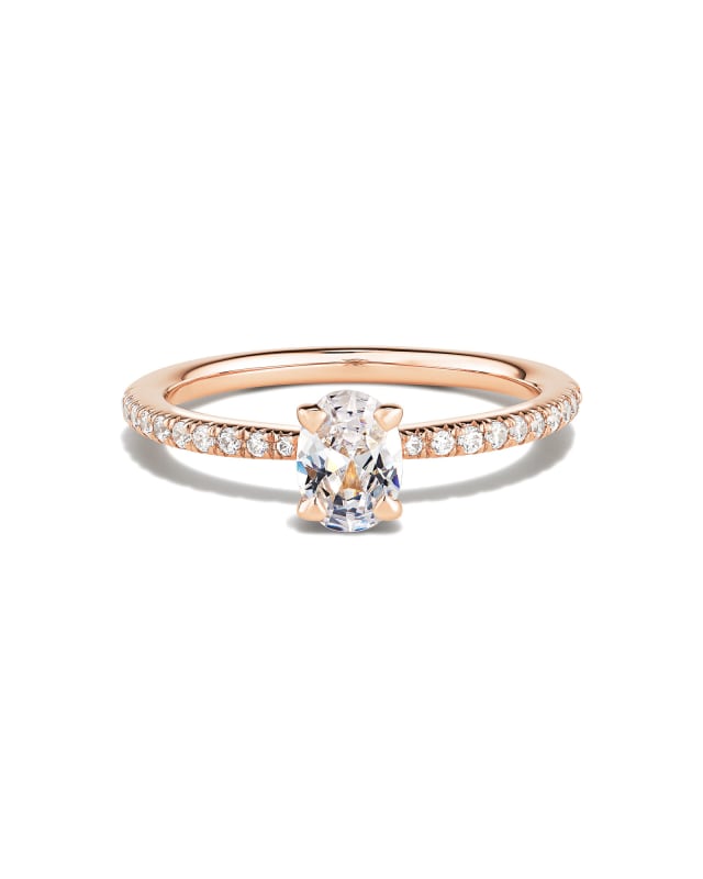 Oval Solitaire Engagement Ring with Pave Diamonds in 14k Rose Gold image number 0.0