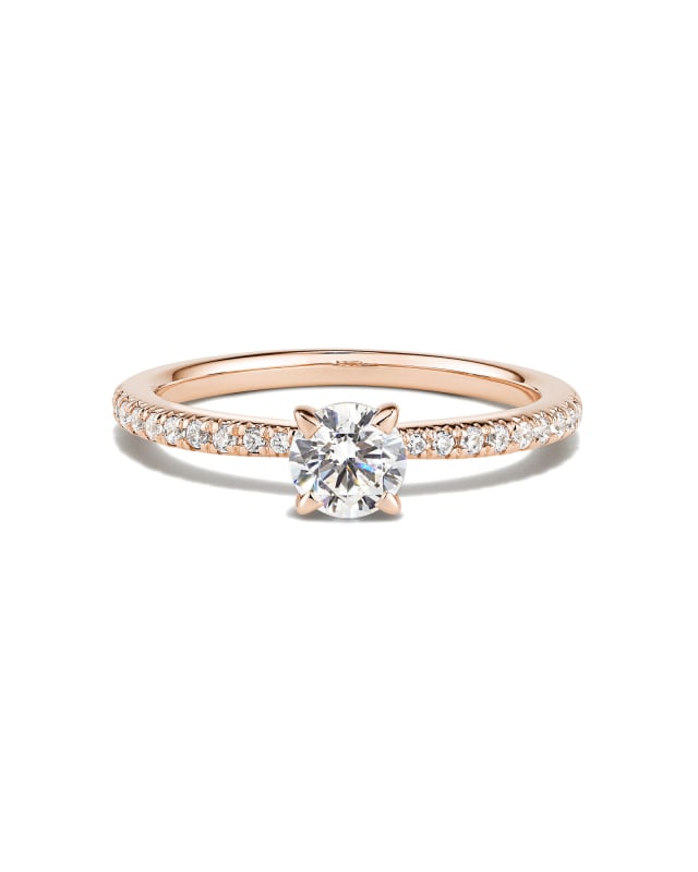 Round Solitaire Engagement Ring with Pave Diamonds in 14k Rose Gold image number 0.0