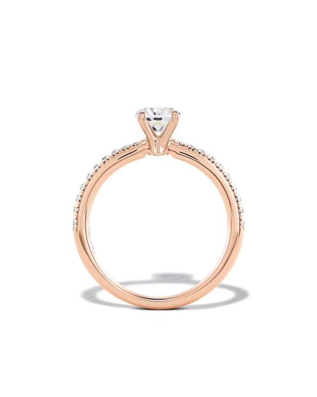 Round Solitaire Engagement Ring with Pave Diamonds in 14k Rose Gold image number 2.0