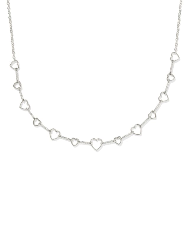 Haisley Heart Silver Strand Necklace in White CZ image number 0.0