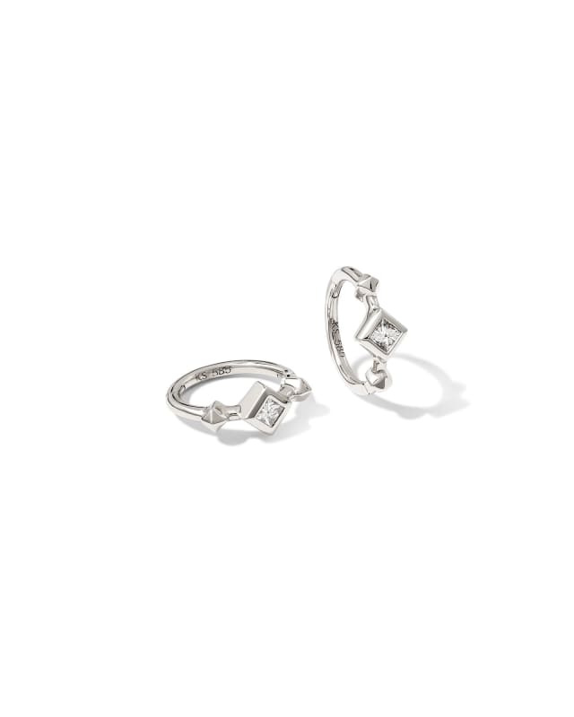 Michelle 14k White Gold Huggie Earrings in White Diamond image number 0.0