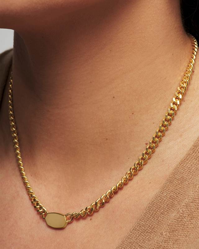 Elisa Curb Chain Necklace in 18k Gold Vermeil image number 4.0