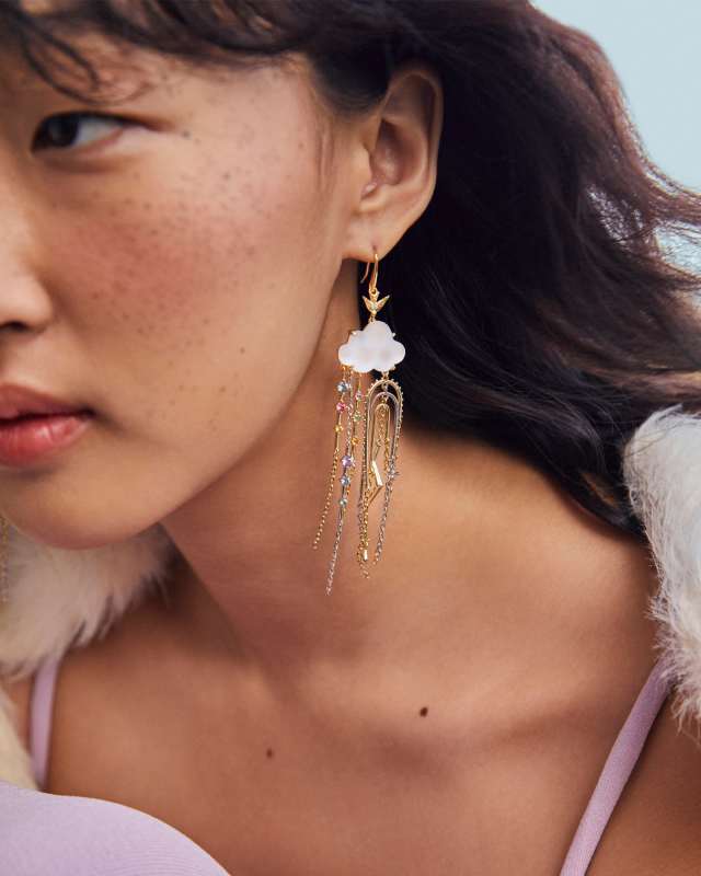 Celeste Cloud Mixed Metal Statement Earrings image number 1.0